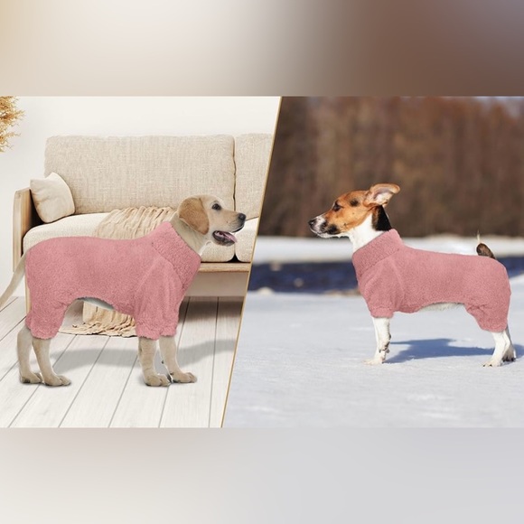 Small pink fleece dog sweater - Picture 5 of 9